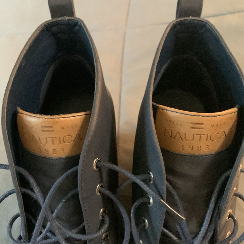 Nautica Black Ankle Boots with Tan Wedge - Picture 7 of 12